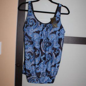 Bikinx Tankini Swim Top Women's XL - Blue Black - NWT